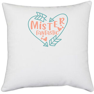                       UDNAG White Polyester 'witch | Mister Fangtastic' Pillow Cover [16 Inch X 16 Inch]                                              