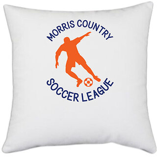                      UDNAG White Polyester 'Football | Morris' Pillow Cover [16 Inch X 16 Inch]                                              