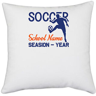                       UDNAG White Polyester 'Football | Soccer' Pillow Cover [16 Inch X 16 Inch]                                              