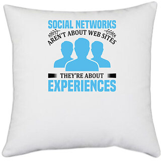                       UDNAG White Polyester 'Social Networks | Social networks' Pillow Cover [16 Inch X 16 Inch]                                              