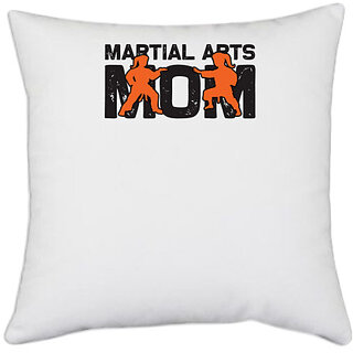                       UDNAG White Polyester 'Mother | Martial arts mom' Pillow Cover [16 Inch X 16 Inch]                                              