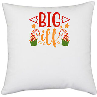                       UDNAG White Polyester 'Big | Big elf' Pillow Cover [16 Inch X 16 Inch]                                              