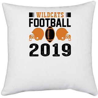                       UDNAG White Polyester 'Football | Wildcats copy' Pillow Cover [16 Inch X 16 Inch]                                              