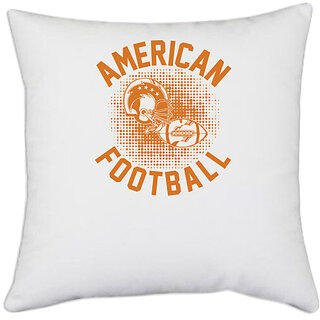                       UDNAG White Polyester 'Football | American copy' Pillow Cover [16 Inch X 16 Inch]                                              