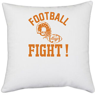                       UDNAG White Polyester 'Football | Football copy' Pillow Cover [16 Inch X 16 Inch]                                              