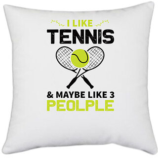                       UDNAG White Polyester 'Tennis | I like copy' Pillow Cover [16 Inch X 16 Inch]                                              
