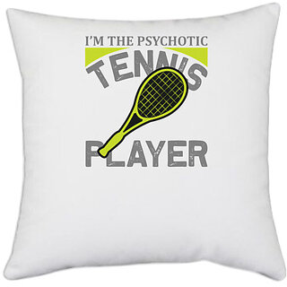                       UDNAG White Polyester 'Tennis | I'm the' Pillow Cover [16 Inch X 16 Inch]                                              