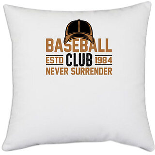                       UDNAG White Polyester 'Baseball | Base' Pillow Cover [16 Inch X 16 Inch]                                              
