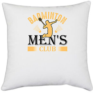                       UDNAG White Polyester 'Baseball | Badminton men's' Pillow Cover [16 Inch X 16 Inch]                                              