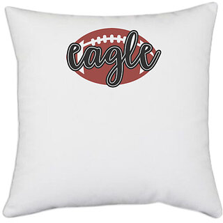                       UDNAG White Polyester 'Football | eagle' Pillow Cover [16 Inch X 16 Inch]                                              
