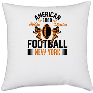                       UDNAG White Polyester 'Football | American 1980' Pillow Cover [16 Inch X 16 Inch]                                              