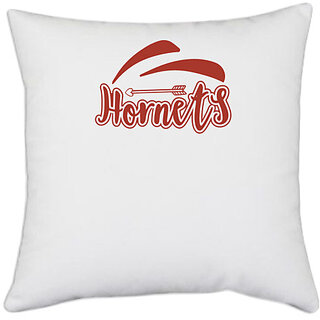                       UDNAG White Polyester 'Teacher Student | Hornets' Pillow Cover [16 Inch X 16 Inch]                                              