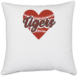                       UDNAG White Polyester 'Tiger | Tigers2' Pillow Cover [16 Inch X 16 Inch]                                              