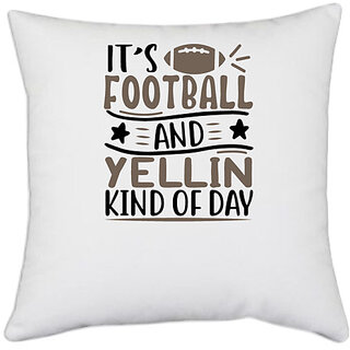                       UDNAG White Polyester 'Football | cccccccccc' Pillow Cover [16 Inch X 16 Inch]                                              