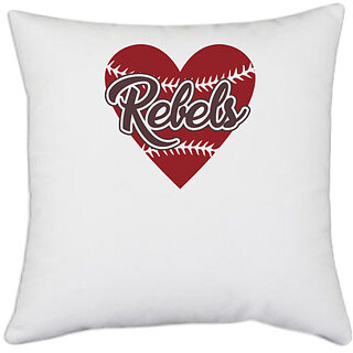                       UDNAG White Polyester 'Rebels | Rebels' Pillow Cover [16 Inch X 16 Inch]                                              