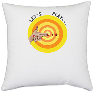                       UDNAG White Polyester 'Love | Lets Play' Pillow Cover [16 Inch X 16 Inch]                                              