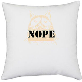                       UDNAG White Polyester 'Dog | Nope' Pillow Cover [16 Inch X 16 Inch]                                              