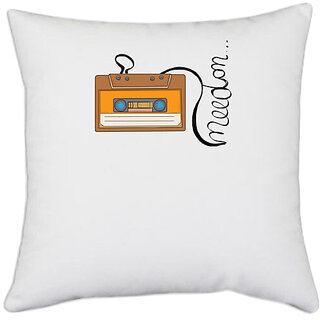                       UDNAG White Polyester 'Radio | Meedon' Pillow Cover [16 Inch X 16 Inch]                                              