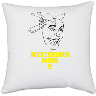                       UDNAG White Polyester 'Mind | Misterious mind' Pillow Cover [16 Inch X 16 Inch]                                              