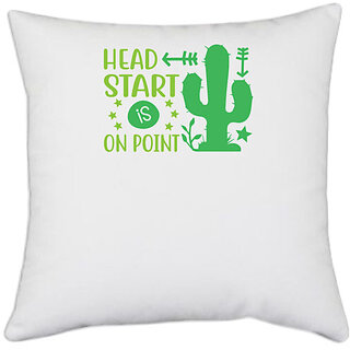                       UDNAG White Polyester 'Teacher Student | Head start is on point' Pillow Cover [16 Inch X 16 Inch]                                              