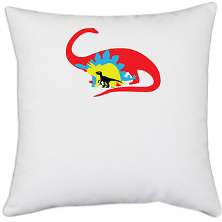                       UDNAG White Polyester 'Dinosour | Ilustration' Pillow Cover [16 Inch X 16 Inch]                                              
