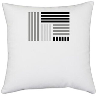                       UDNAG White Polyester 'Black grey | Drawing' Pillow Cover [16 Inch X 16 Inch]                                              