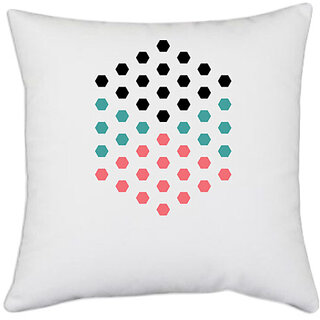                       UDNAG White Polyester 'Black blue orange dots | Drawing' Pillow Cover [16 Inch X 16 Inch]                                              