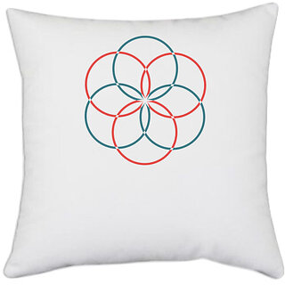                       UDNAG White Polyester 'Ring flower | Drawing' Pillow Cover [16 Inch X 16 Inch]                                              