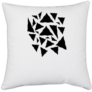                       UDNAG White Polyester 'Black | Drawing' Pillow Cover [16 Inch X 16 Inch]                                              
