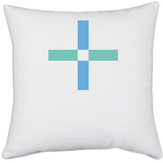                       UDNAG White Polyester 'plus | Drawing' Pillow Cover [16 Inch X 16 Inch]                                              