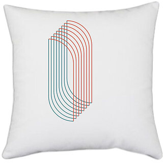                       UDNAG White Polyester 'Orange blue design | Drawing' Pillow Cover [16 Inch X 16 Inch]                                              