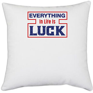                       UDNAG White Polyester 'Luck | Donalt Trump' Pillow Cover [16 Inch X 16 Inch]                                              