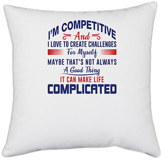                       UDNAG White Polyester 'Complicated | Donalt Trump' Pillow Cover [16 Inch X 16 Inch]                                              