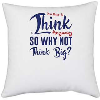                       UDNAG White Polyester 'Think big | Donalt Trump' Pillow Cover [16 Inch X 16 Inch]                                              