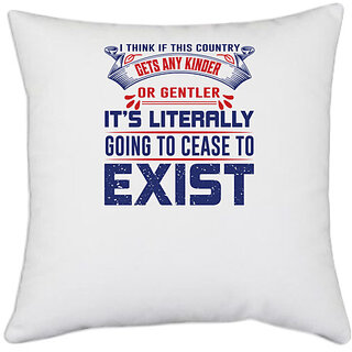                       UDNAG White Polyester 'Exist | Donalt Trump' Pillow Cover [16 Inch X 16 Inch]                                              