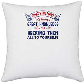                       UDNAG White Polyester 'Great knowledge | Donalt Trump' Pillow Cover [16 Inch X 16 Inch]                                              