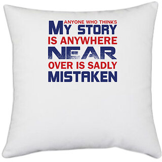                       UDNAG White Polyester 'My story is everywhere | Donalt Trump' Pillow Cover [16 Inch X 16 Inch]                                              