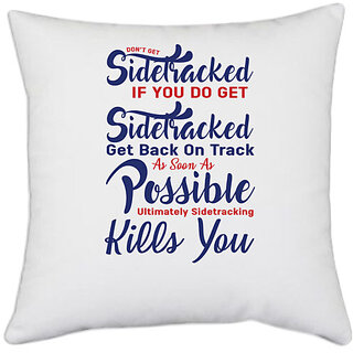                       UDNAG White Polyester 'Get back on track | Donalt Trump' Pillow Cover [16 Inch X 16 Inch]                                              