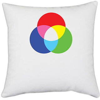                      UDNAG White Polyester 'Colored rind | Drawing' Pillow Cover [16 Inch X 16 Inch]                                              