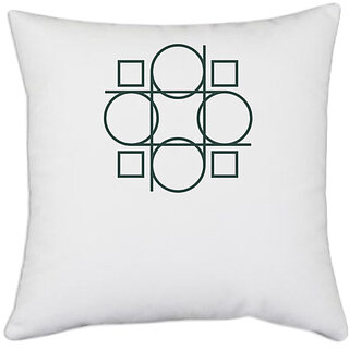                       UDNAG White Polyester 'Square and ring | Drawing' Pillow Cover [16 Inch X 16 Inch]                                              