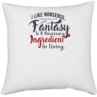                       UDNAG White Polyester 'Fantasy Ingredient in living | Dr. Seuss' Pillow Cover [16 Inch X 16 Inch]                                              