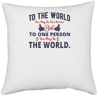                       UDNAG White Polyester 'The world | Dr. Seuss' Pillow Cover [16 Inch X 16 Inch]                                              