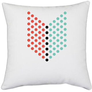                       UDNAG White Polyester 'Red blue dots | Drawing' Pillow Cover [16 Inch X 16 Inch]                                              