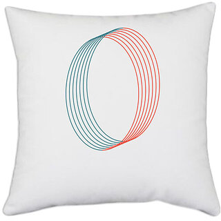                       UDNAG White Polyester 'Red blue ring | Drawing' Pillow Cover [16 Inch X 16 Inch]                                              