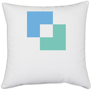                       UDNAG White Polyester 'Blue green | Drawing' Pillow Cover [16 Inch X 16 Inch]                                              
