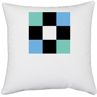                       UDNAG White Polyester 'Black blue green | Drawing' Pillow Cover [16 Inch X 16 Inch]                                              
