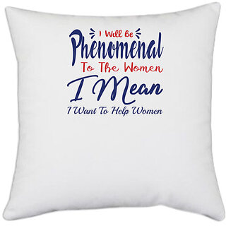                       UDNAG White Polyester 'Phenomenal | Donalt Trump' Pillow Cover [16 Inch X 16 Inch]                                              