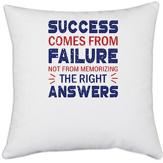                       UDNAG White Polyester 'Success failure answers | Donalt Trump' Pillow Cover [16 Inch X 16 Inch]                                              