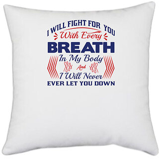                       UDNAG White Polyester 'Breath | Donalt Trump' Pillow Cover [16 Inch X 16 Inch]                                              