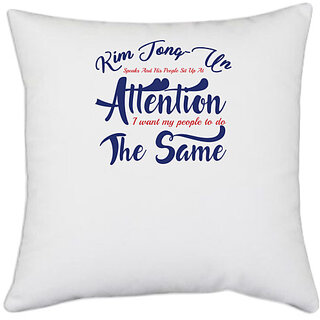                       UDNAG White Polyester 'Attention | Donalt Trump' Pillow Cover [16 Inch X 16 Inch]                                              